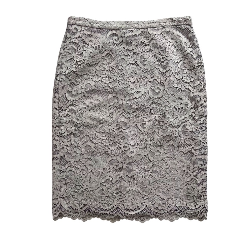 J Crew Collection Lace Pencil Skirt Beige Tan Neutral Classy Fancy Party Size 8